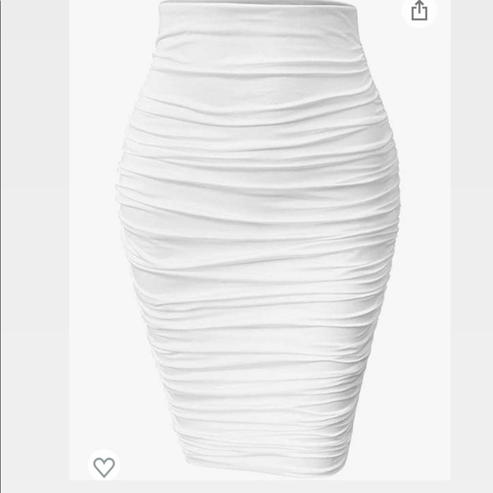 “Amazon Fashion”White Ruched Bodycon Skirt